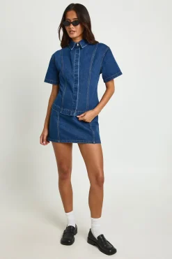 Mini-jupe En Denim À Détail De Poches