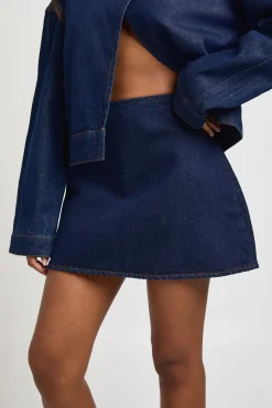 Mini Jupe En Denim À Ligne Trapèze