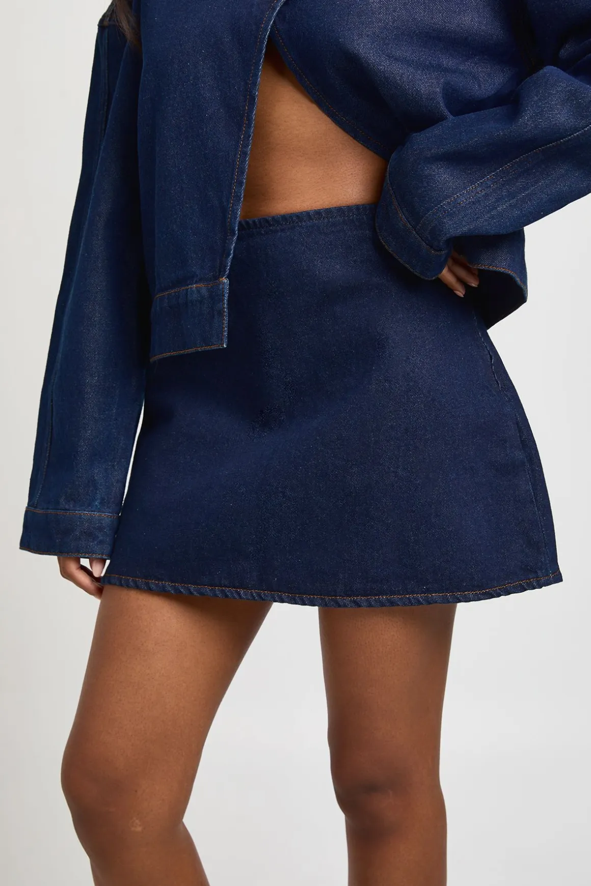 Mini Jupe En Denim À Ligne Trapèze
