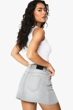 boohoo Mini-jupe En Denim Petite<Femme Jupes|Denim