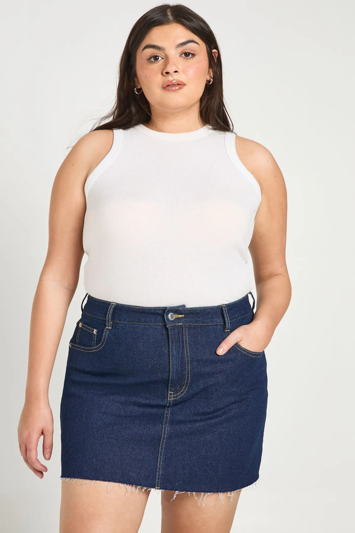 boohoo Mini-jupe en denim Plus<Femme Jupes|Denim