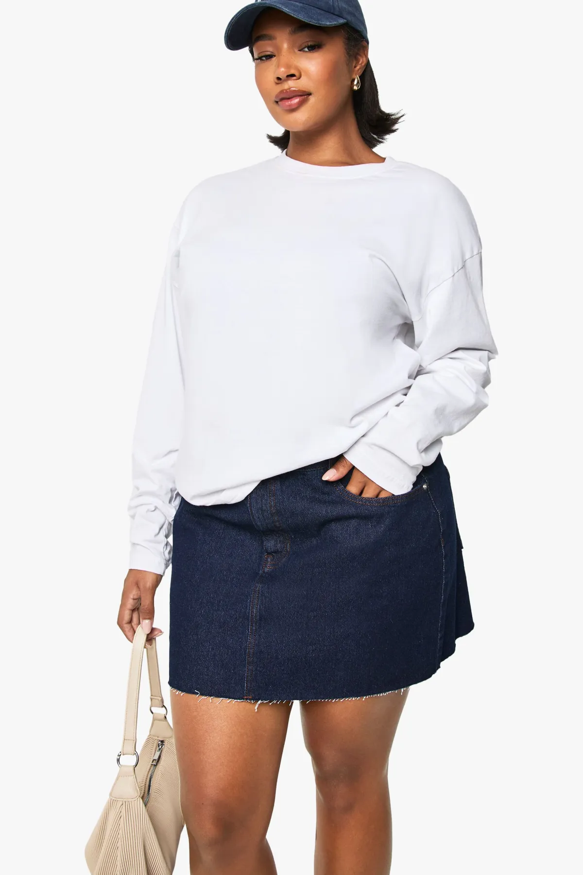 boohoo Mini-jupe en denim Plus<Femme Jupes|Denim