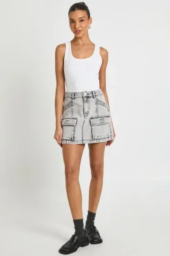 Mini-jupe En Denim À Poches Cargo