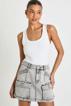 Mini-jupe En Denim À Poches Cargo