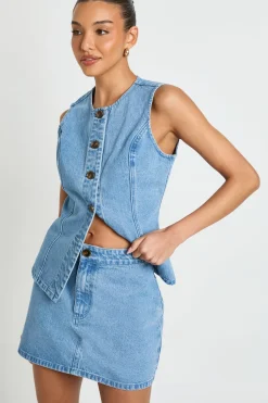boohoo Mini-jupe En Jean<Femme Jupes|Denim