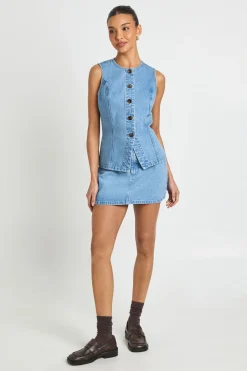boohoo Mini-jupe En Jean<Femme Jupes|Denim