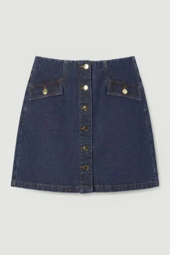 Mini-jupe En Jean À Boutonnage Devant