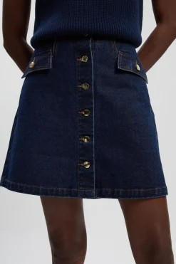 Mini-jupe En Jean À Boutonnage Devant Petite Taille