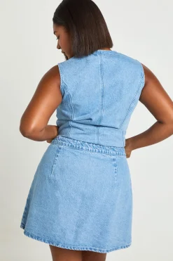Mini-jupe En Jean Grande Taille Avec Boutons En Corne