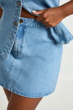 Mini-jupe En Jean Grande Taille Avec Boutons En Corne