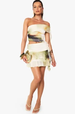 boohoo Mini-jupe en maille imprimée avec ourlet à volants<Femme Jupes|Jupes