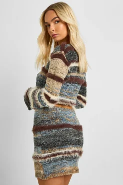 boohoo Mini-jupe en maille texturée et pelucheuse<Femme Jupes|Pulls Et Gilets