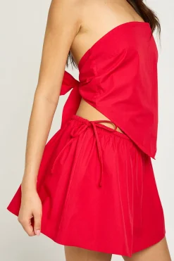 boohoo Mini-jupe En Popeline De Coton Avec Liens Sur Les Côtés<Femme Jupes|Jupes