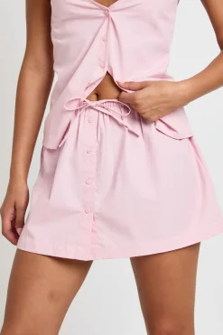Mini Jupe En Popeline De Coton À Boutonnage Devant