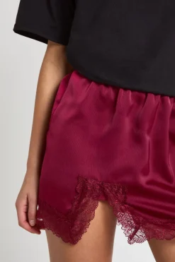 Mini-jupe en Satin avec Bordure en Dentelle