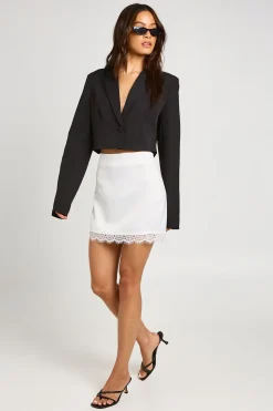 Mini-jupe En Satin Avec Bordure En Dentelle Coupe Tall
