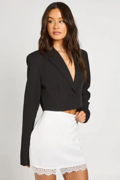 Mini-jupe En Satin Avec Bordure En Dentelle Coupe Tall