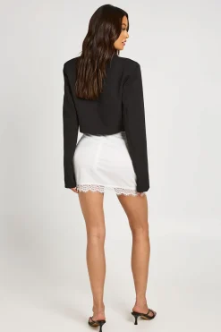 Mini-jupe En Satin Avec Bordure En Dentelle Coupe Tall