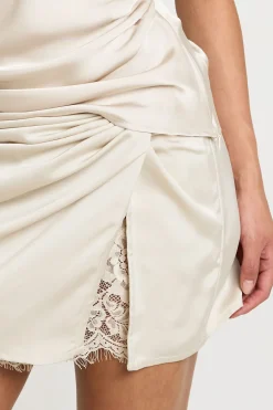 Mini-jupe En Satin Avec Insert En Dentelle