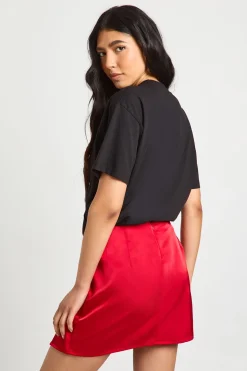 Mini-jupe en Satin avec Insertion de Dentelle Tall