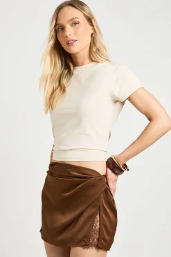 Mini-jupe En Satin Avec Insert En Dentelle Petite