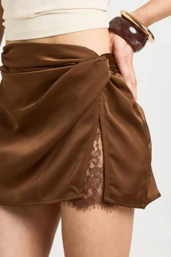 Mini-jupe En Satin Avec Insert En Dentelle Petite