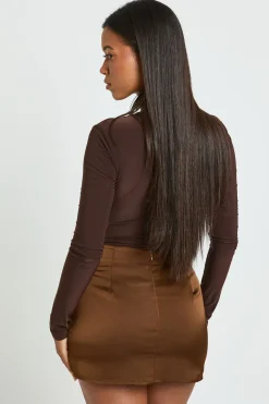 boohoo Mini-jupe en Satin avec Insertion de Dentelle<Femme Jupes|Jupes
