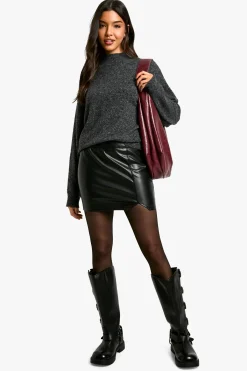 boohoo Mini-jupe en synthétique à ourlet fendu<Femme Jupes|Jupes