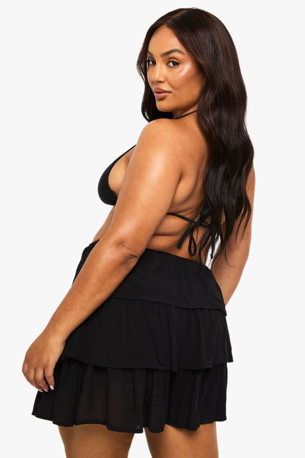 boohoo Mini-jupe en étamine à volants en étages Plus<Femme Jupes|Jupes