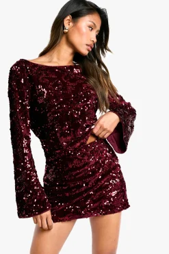 boohoo Mini-jupe en Velours à Paillettes<Femme Jupes|Jupes