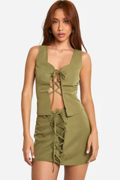 boohoo Mini-jupe à lacets à l'avant<Femme Jupes|Jupes