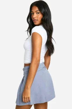 Mini-jupe longue plissée avec ceinture à boucle