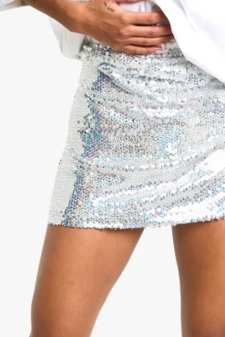 boohoo Mini jupe à paillettes irisées<Femme Jupes|Jupes