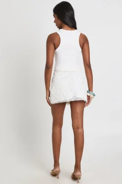 Mini-jupe À Perles Et Sequins