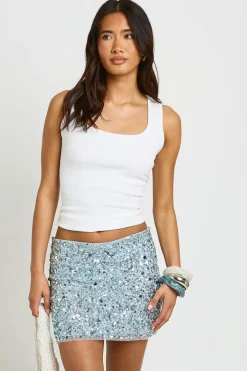 boohoo Mini-jupe À Perles Et Sequins<Femme Jupes|Jupes