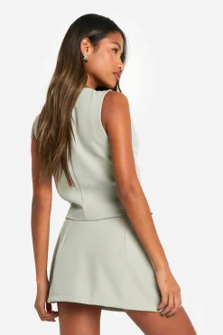 Mini-jupe Plissée Chiné Avec Détails De Coutures