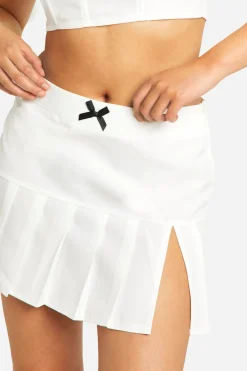 boohoo Mini-jupe plissée à détail noué<Femme Jupes|Jupes