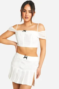 boohoo Mini-jupe plissée à détail noué<Femme Jupes|Jupes