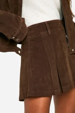 boohoo Mini-jupe plissée en synthétique-suède<Femme Jupes|Jupes