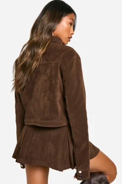 boohoo Mini-jupe plissée en synthétique-suède<Femme Jupes|Jupes