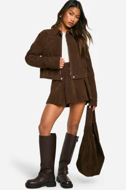 boohoo Mini-jupe plissée en synthétique-suède<Femme Jupes|Jupes