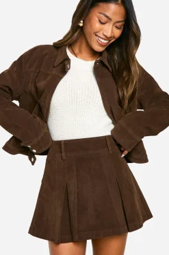 boohoo Mini-jupe plissée en synthétique-suède<Femme Jupes|Jupes
