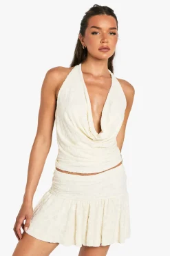 boohoo Mini-jupe plissée jacquard florale<Femme Jupes|Jupes
