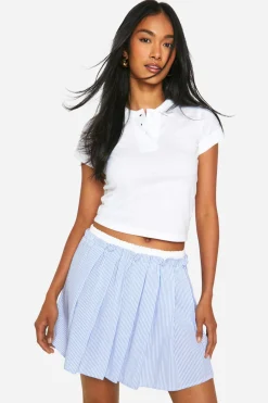 Mini-jupe plissée à taille contrastée en tissu froissé
