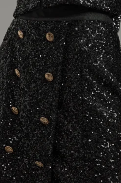 Mini-Jupe Portefeuille Ajustée à Sequins Petite
