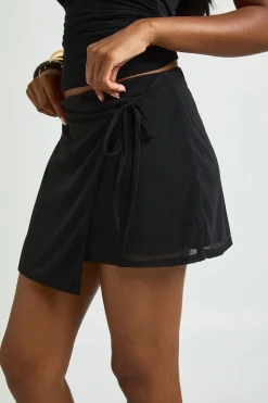 Mini-jupe Portefeuille Texturée À La Taille