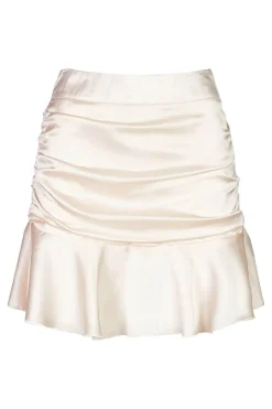 boohoo Mini-jupe Satinée Froncée Petite<Femme Jupes|Jupes