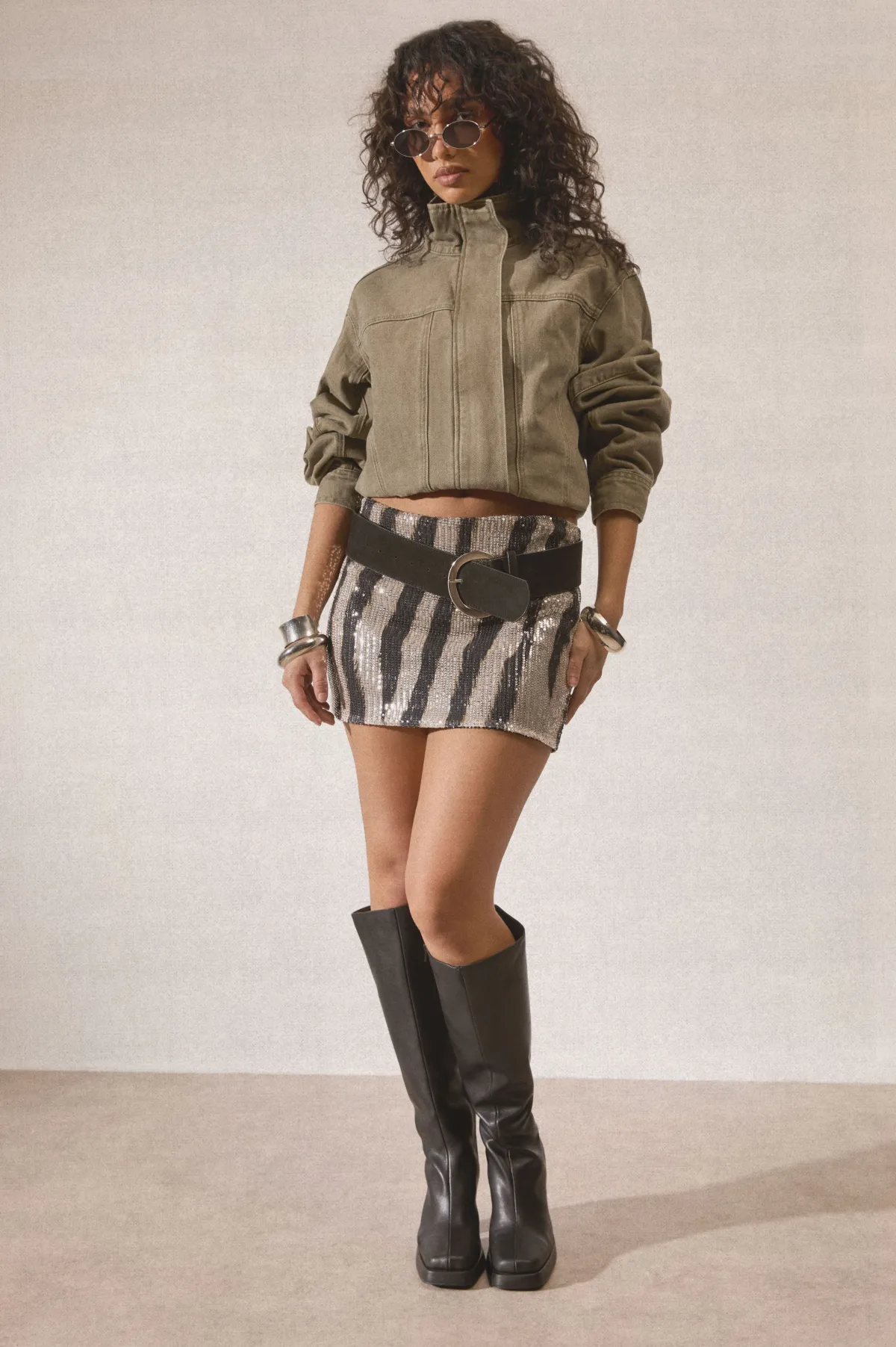 boohoo Mini-jupe À Sequins Imprimé Zèbre<Femme Jupes|Jupes