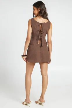 boohoo Mini-jupe-short À Côtés Noués Effet Peau De Pêche<Femme Jupes|Jupes