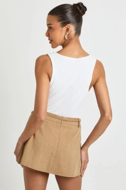 Mini Jupe-Short en Crêpe avec Détail Ceinture Corde